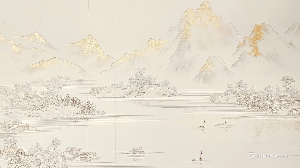 New Chinese Style Mural Decorative Painting texture