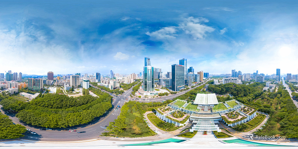 Urban Bird's Eye View Highway Blue Sky Day HDR texture