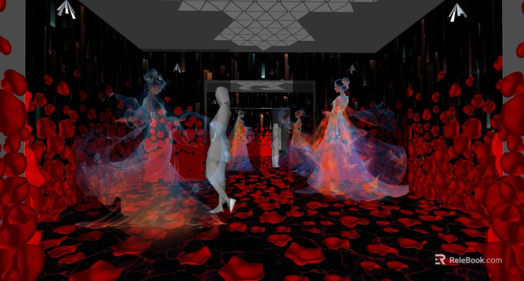 Chinese Red Rose Virtual Show Scene texture