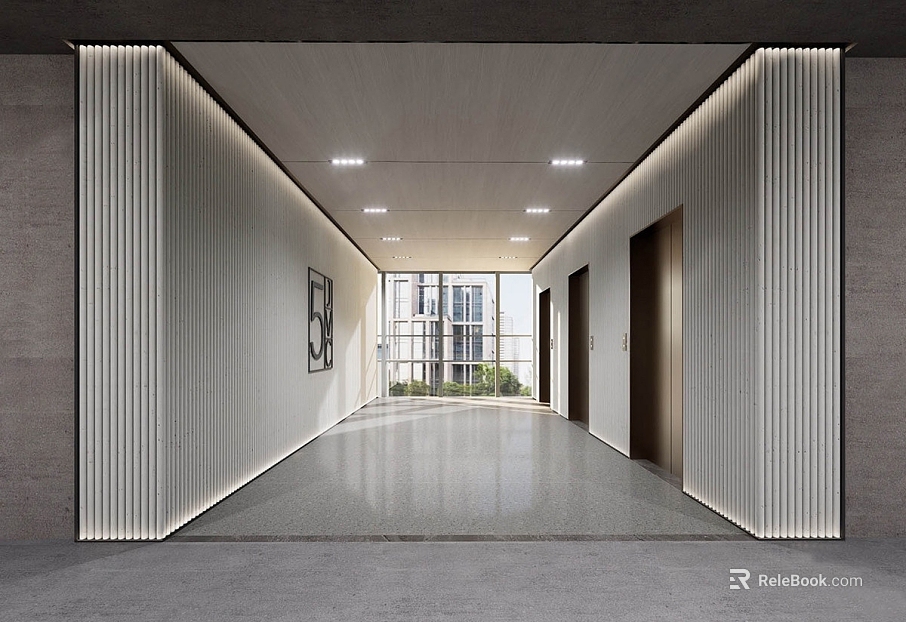 Modern light terrazzo elevator hall ground texture