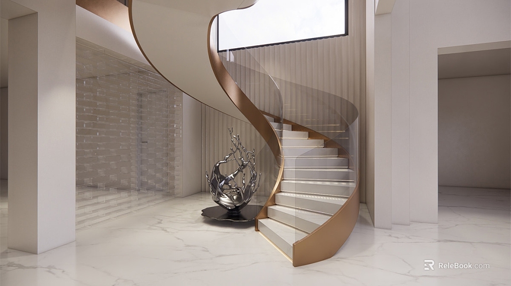 Light Luxury White Marble Indoor Stair Floor texture