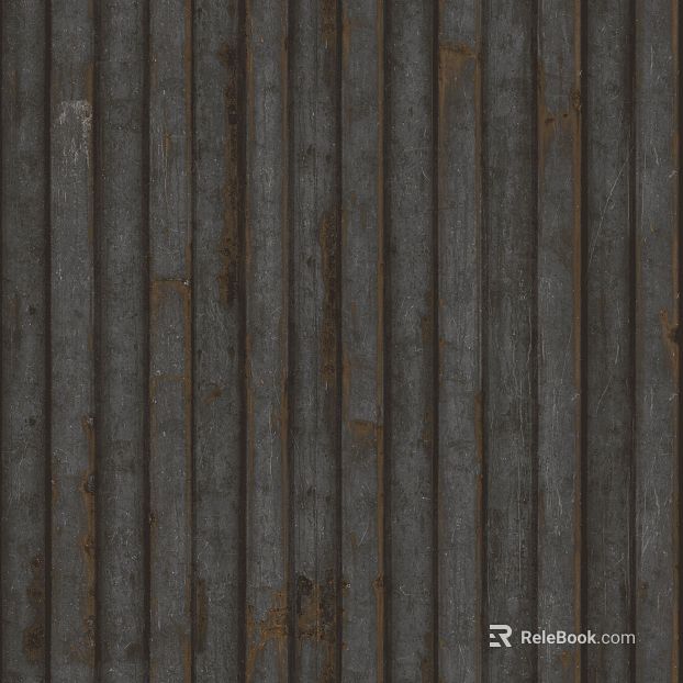 Dark gray old corrugated metal plate industrial wall texture