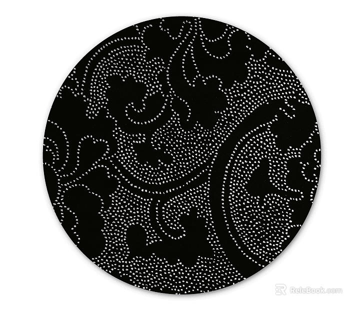 Black Pattern Round Blanket texture