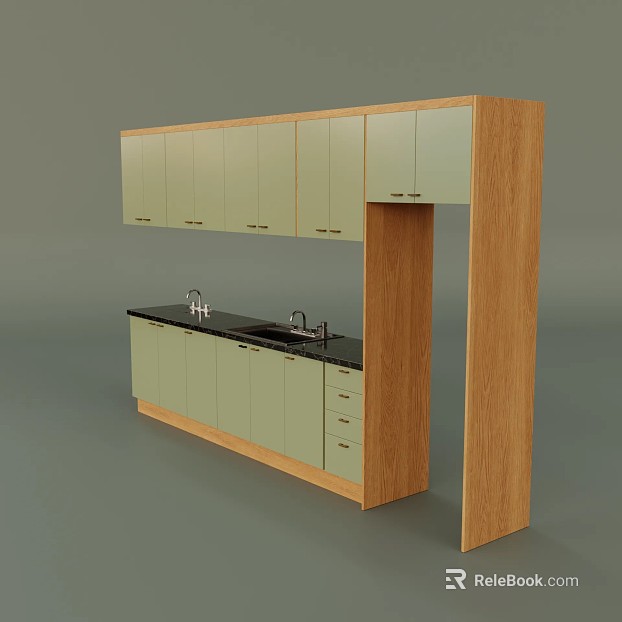 Light Green Oak Whole Kitchen Cabinets texture