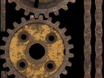 Retro do old metal industrial gear components texture (ID:ffaeh475232)