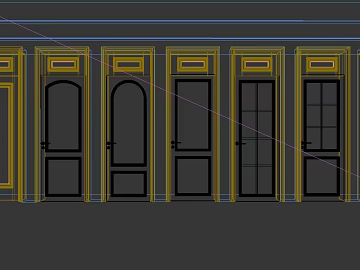 Light Luxury Retro Style Metal Frame Door Group 3d model