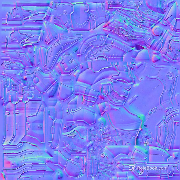 Cyberpunk purple-blue metallic mechanical texture texture