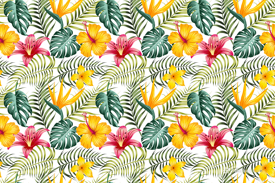 Even grain European palm plantain plant branches and leaves background texture