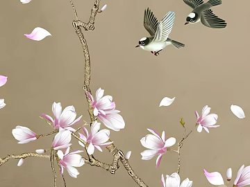 flower-and-bird painting 3d model