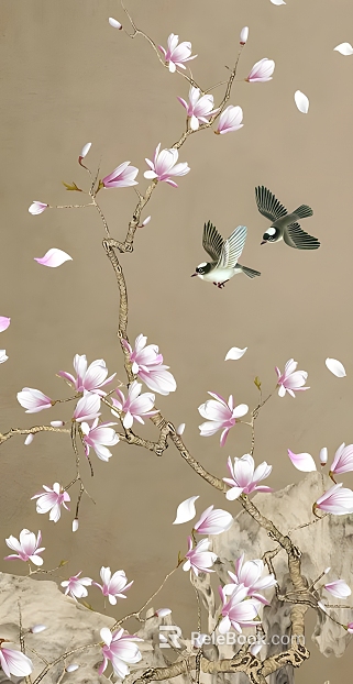 flower-and-bird painting texture