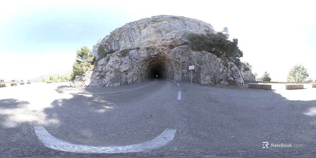 Outdoor rock tunnel entrance day HDR texture