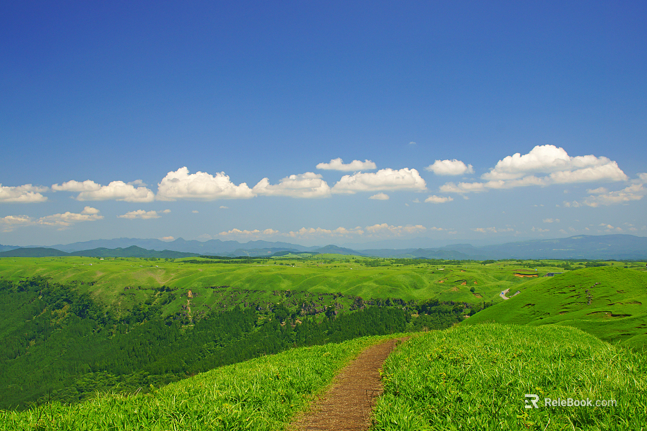 Modern Outdoor Landscape Blue Sky White Clouds Grassland Exterior texture
