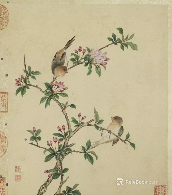Chinese flower and bird painting texture