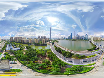 City bird's eye view daytime cloudy HDR texture (ID:ffabg09211)