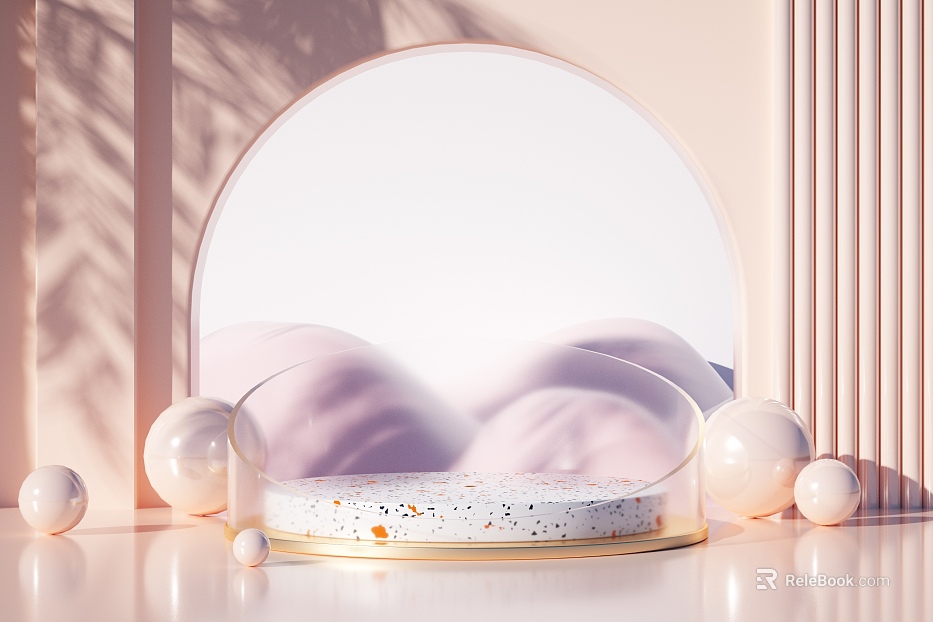 Light pink terrazzo display stand texture