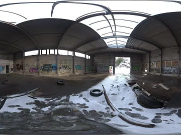 HDR abandoned garage graffiti grunge rock workshop tire debris garbage texture (ID:ffach654308)
