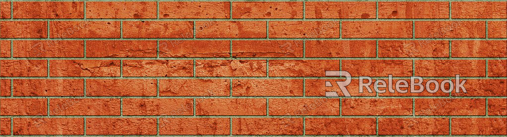 A textured brick wall in shades of red and orange, with signs of weathering and age, showcasing a rustic and sturdy appearance.