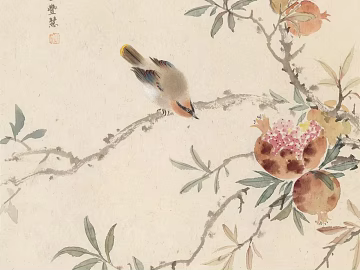 New Chinese Pomegranate Bird Decoration Painting texture (ID:ffaeh672539)