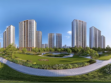 Clean Greenbelt City Panorama HDR texture (ID:ffach352950)