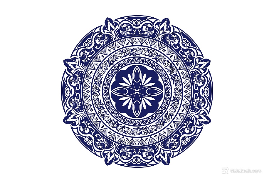 Blue and white wind blue and white pattern ceramic tile texture