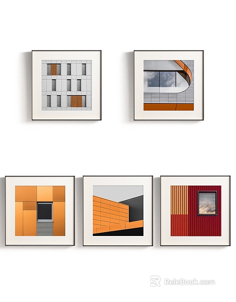 Modern wind orange red architectural abstract decorative painting texture