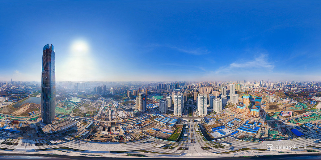 HDR city building bird's eye view panorama texture