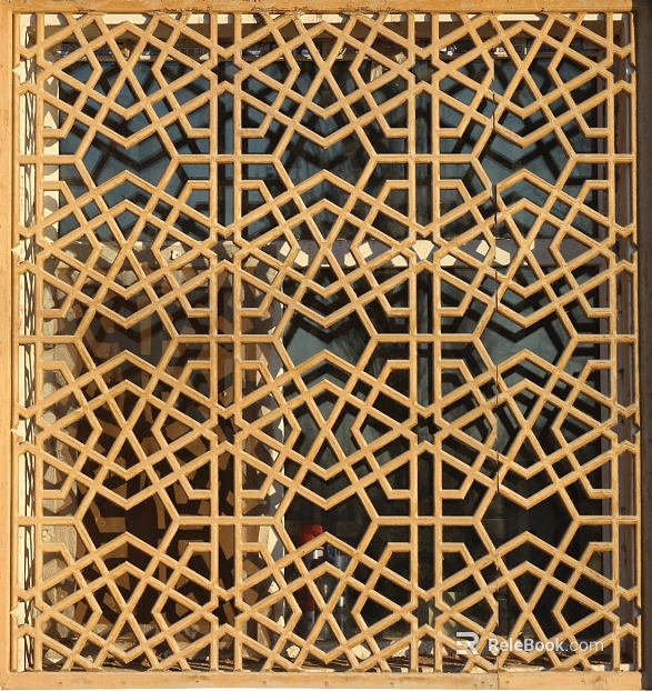 Log color wood carved door and window partition texture