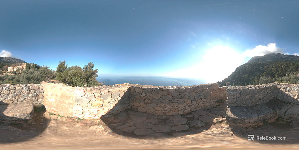 outdoor retaining stone wall seaside day hdr texture