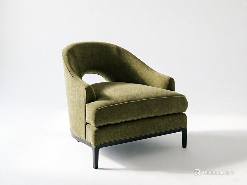 Olive green flannel leisure single sofa texture