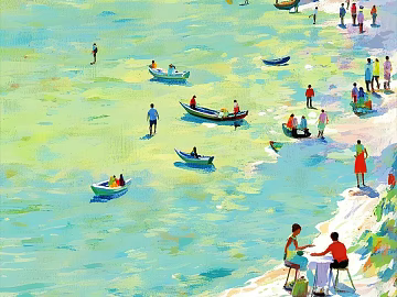 Waves Beach Oil Painting Shoreline Decoration Hanging Painting texture (ID:ffach667806)
