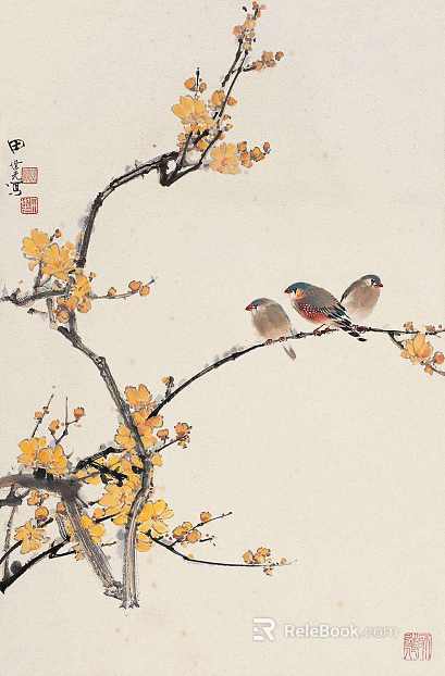 Chinese flower and bird painting texture