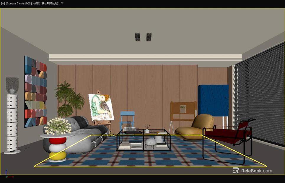 Modern blue and red check living room carpet texture