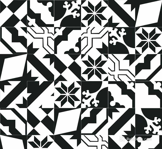 Tile irregular black and white pattern texture