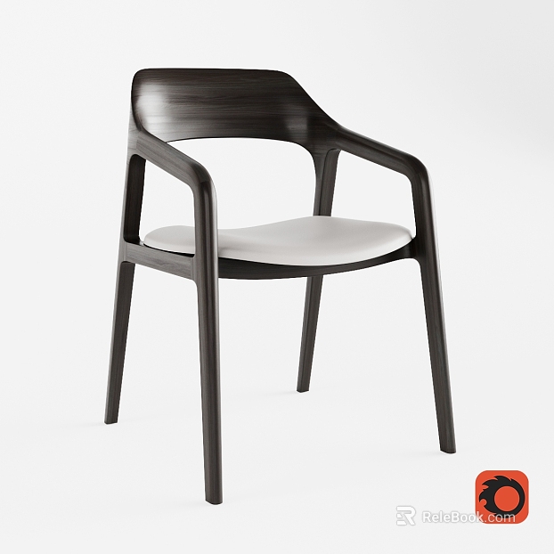 Dark Grey Black Walnut Simple Dining Chair texture