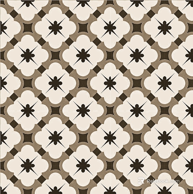 Retro style brown and white tiles kitchen and bathroom floor texture