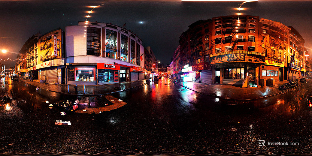 City Commercial Street Night View HDR texture