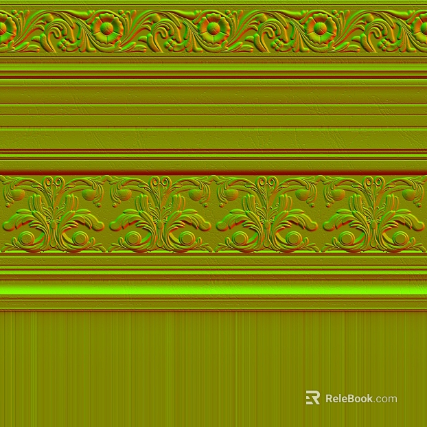 Yellow-green European-style carved wall panel texture