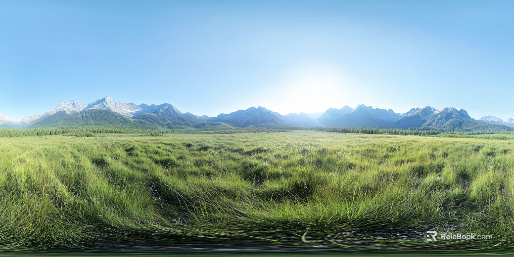 Blue Sky White Clouds Lawn Hillside HDR texture