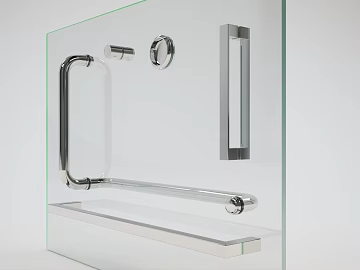 Bright silver stainless steel glass door handle 3d model