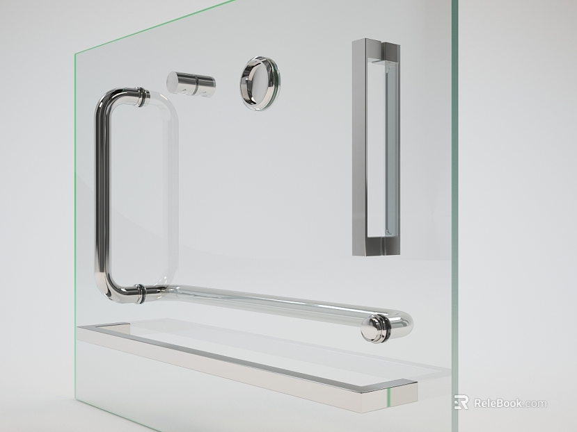 Bright silver stainless steel glass door handle texture