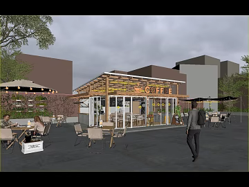 Modern Curry Street Coffee Shop Commercial Space texture (ID:ffaeh194371)