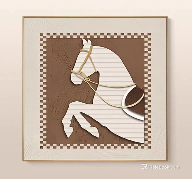Light Luxury Brown White Horse Head Decorative Painting texture