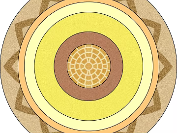 Yellow brown circular geometric pattern carpet texture (ID:ffaeh969226)