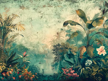 European Literary Plants Tropical Rainforest Wallpaper texture (ID:ffach561316)