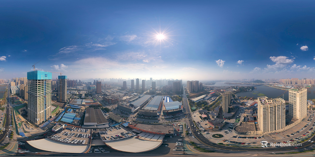 HDR City Construction Site Panorama texture