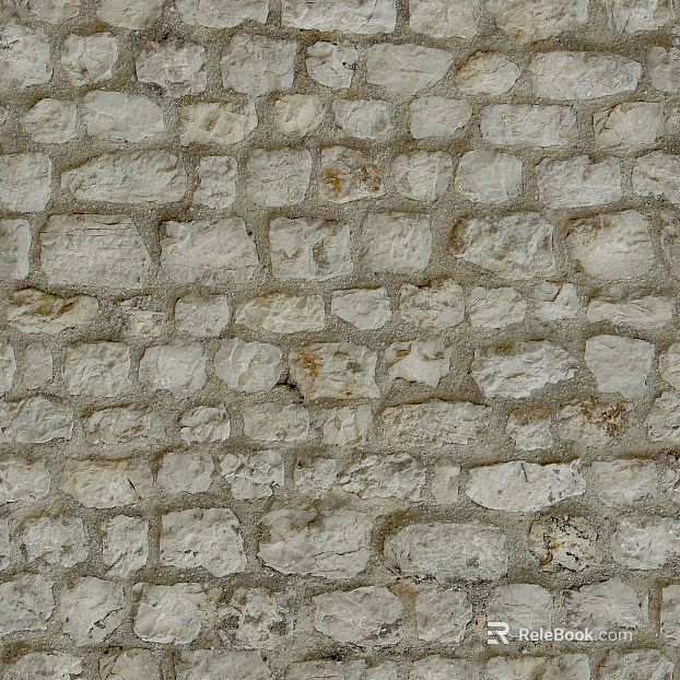 Off-white rough-hewn stone wall cladding texture