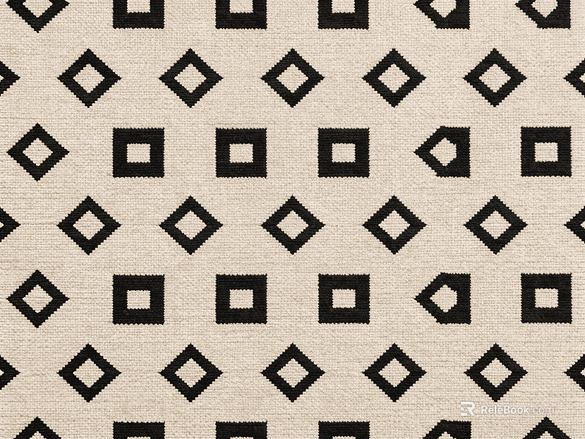 Beige and black geometric square-patterned rug texture
