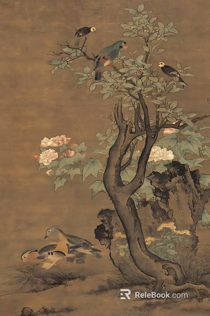flower-and-bird painting texture