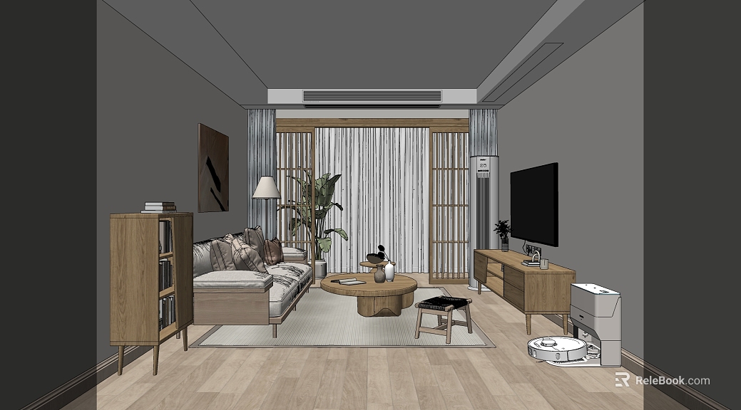 Light log color new Chinese living room scene texture