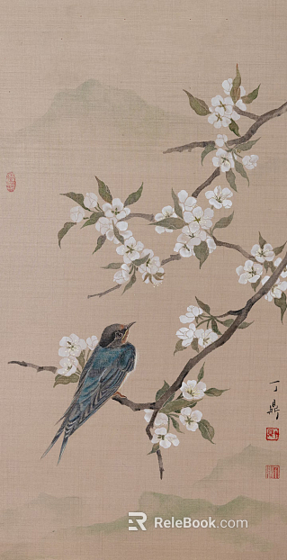 Chinese Decorative Painting of Flowers and Birds texture